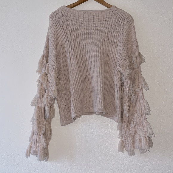 Fringed Sleeve Knit Sweater - Picture 4 of 4